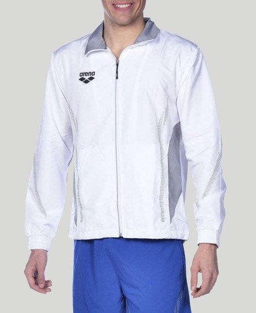 White / Grey Arena Team Line Warm-up Jacket | LBMVKQF-98