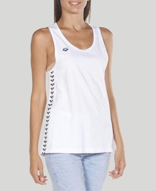 White / White / Black Arena Team Tank Top | ZNPLXIV-15