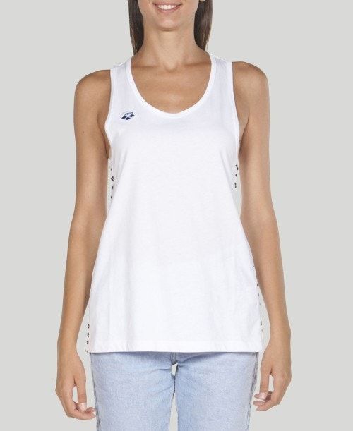 White / White / Black Arena Team Tank Top | ZNPLXIV-15