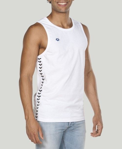 White / White / Black Arena Team Tank Top | CPEJWGQ-39