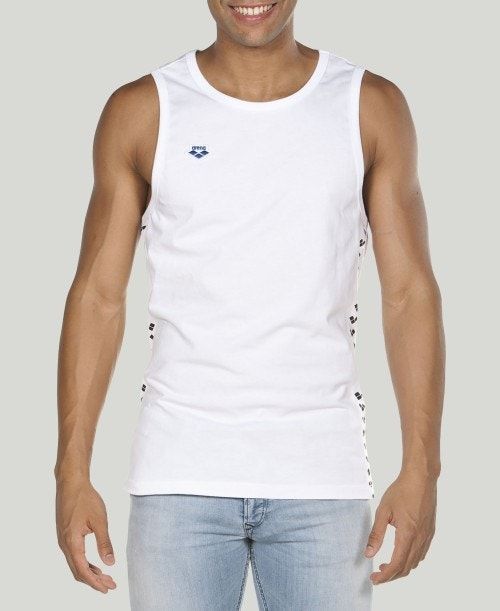 White / White / Black Arena Team Tank Top | CPEJWGQ-39