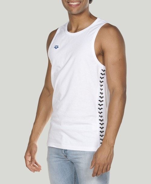 White / White / Black Arena Team Tank Top | CPEJWGQ-39